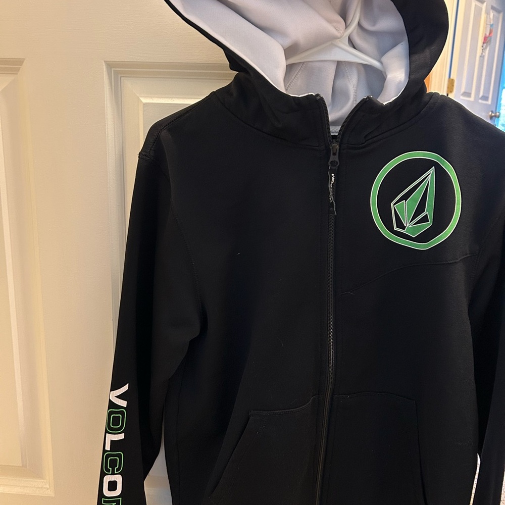 Volcom Kids Black Hoodie with Green Logo